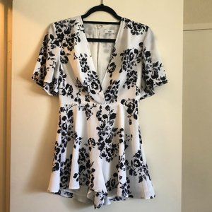 Lucca Short Sleeve White Floral Romper